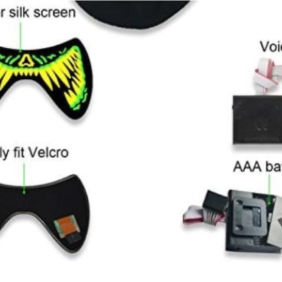 LED Sound/Music Activated Rave Party Face Masks - Picture 2 of 3